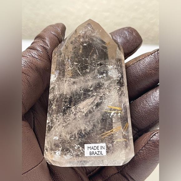Gold Rutile in Quartz hand carved tower - Picture 13 of 17